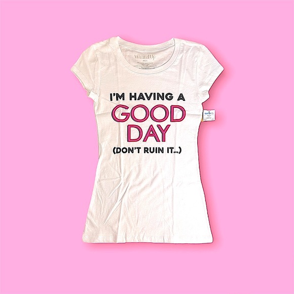 set of 2 white/colorful XS trendy graphic tees wound up and nasa brand - Picture 3 of 5